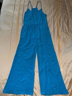 Blush Blue Wide Leg Spaghetti Strap Jumpsuit